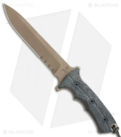 Chris Reeve Knives Green Beret Fixed Blade Knife (7" Flat Dark Earth Serr)