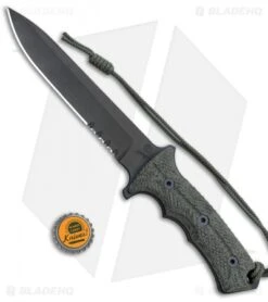 Chris Reeve Knives Green Beret Fixed Blade Knife (7" Black Serr) -Knives Store Chris Reeve Knives Green Beret Serr BHQ 7853 jr bottlecap
