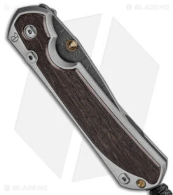 Chris Reeve Large Sebenza 31 LH Bog Oak (3.6" Damascus) -Knives Store Chris Reeve Large Sebenza 31 Bog Oak Ladder Damascus Left Hand BHQ 98953 td spine