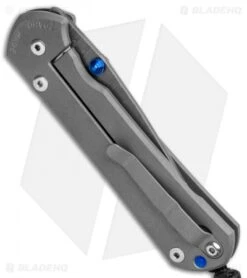 Chris Reeve Large Sebenza 31 Frame Lock Knife Titanium (3.6" Ladder Damascus) -Knives Store Chris Reeve Large Sebenza 31 FL Ti Ladder Damascus Double Thumb Lug BHQ 99023 jr side