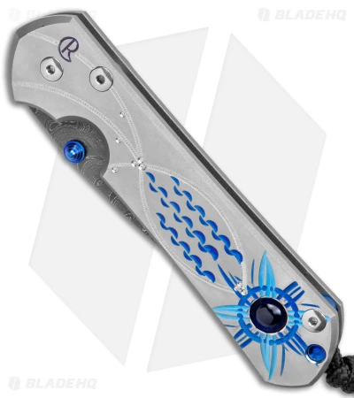 Chris Reeve Large Sebenza 31 Unique Graphic Lolite Inlay (3.6" Boomerang Damasc) 4 Chris Reeve Large Sebenza 31 Unique Graphic Lolite Inlay (3.6" Boomerang Damasc) - Image 2