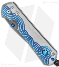 Chris Reeve Large Sebenza 31 Unique Graphic Triple Mosaic Opal Blue (3.6" Rain.) -Knives Store Chris Reeve Large Sebenza 31 Unique Graphic Triple Mosaic Raindrop Damascus BHQ 144654 jr spine