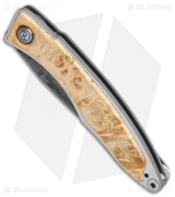 Chris Reeve Mnandi Folding Knife Box Elder Burl Inlay (2.75" Damascus) 7 Chris Reeve Mnandi Folding Knife Box Elder Burl Inlay (2.75" Damascus) -Knives Store Chris Reeve Mnandi Box Elder Burl Basketweave Damascus BHQ 114479 jr spine