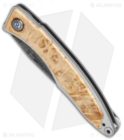 Chris Reeve Mnandi Folding Knife Box Elder Burl Inlay (2.75" Damascus) 4 Chris Reeve Mnandi Folding Knife Box Elder Burl Inlay (2.75" Damascus) - Image 2
