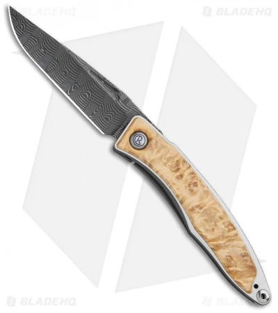 Chris Reeve Mnandi Folding Knife Box Elder Burl Inlay (2.75" Damascus) 3 Chris Reeve Mnandi Folding Knife Box Elder Burl Inlay (2.75" Damascus)