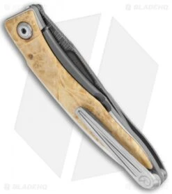 Chris Reeve Mnandi Knife Box Elder Burl Inlay Folder (2.75" Damascus) -Knives Store Chris Reeve Mnandi Box Elder Burl Inlay Damascus BHQ 19209 jr side