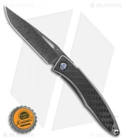 Chris Reeve Mnandi Gentleman's Knife Carbon Fiber (2.75" Ladder Damascus) -Knives Store Chris Reeve Mnandi Gentlemans Knife Carbon Fiber 2.75 Ladder Damascus BHQ 78014 LS Bottlecap