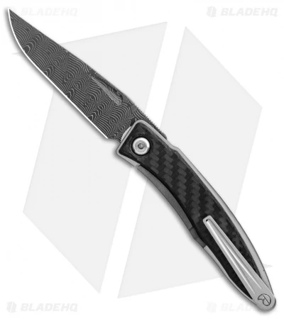 Chris Reeve Mnandi Left Handed Knife Carbon Fiber (2.75" Basketweave Damascus) 4 Chris Reeve Mnandi Left Handed Knife Carbon Fiber (2.75" Basketweave Damascus) - Image 2