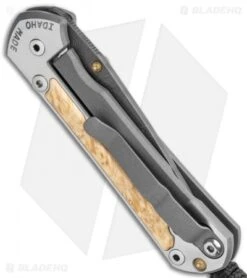 Chris Reeve Small Sebenza 31 Frame Lock Knife Box Elder (2.94" Ladder Damascus) -Knives Store Chris Reeve Small Sebenza 31 Box Elder Ladder Damascus BHQ 98998 jr side